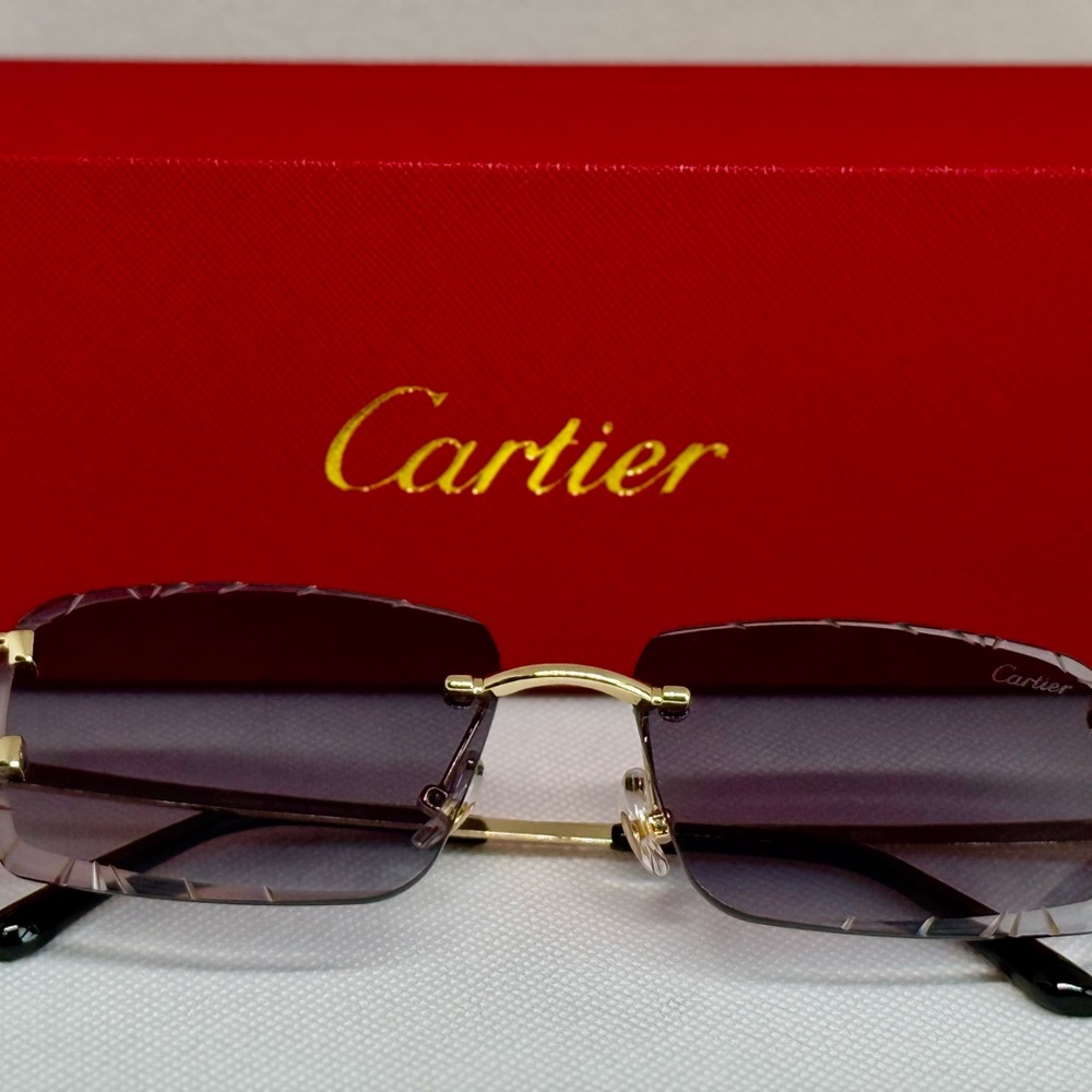 Cartier Rimless Gradient Sunglasses - Gold & dark grey